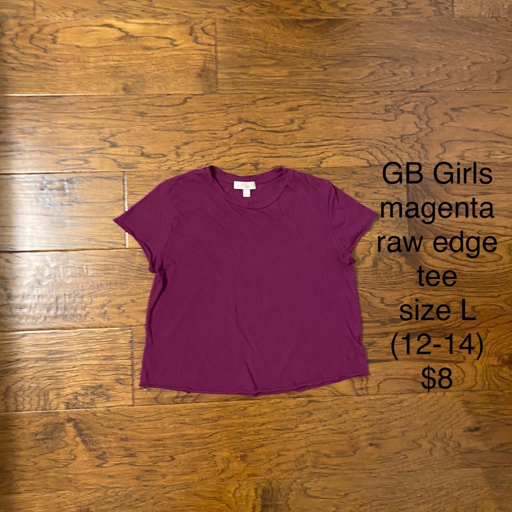 GB girls magenta raw edge tee